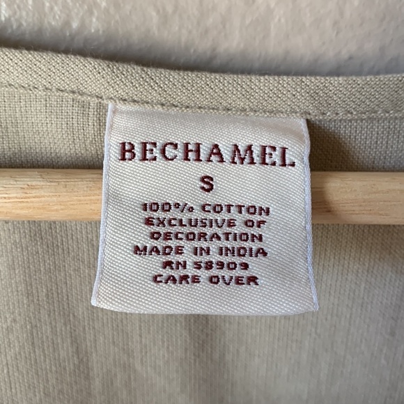 BECHAMEL Tan and Yellow Prairie Plaid Short Sleeve Midi Dress - Picture 4 of 7